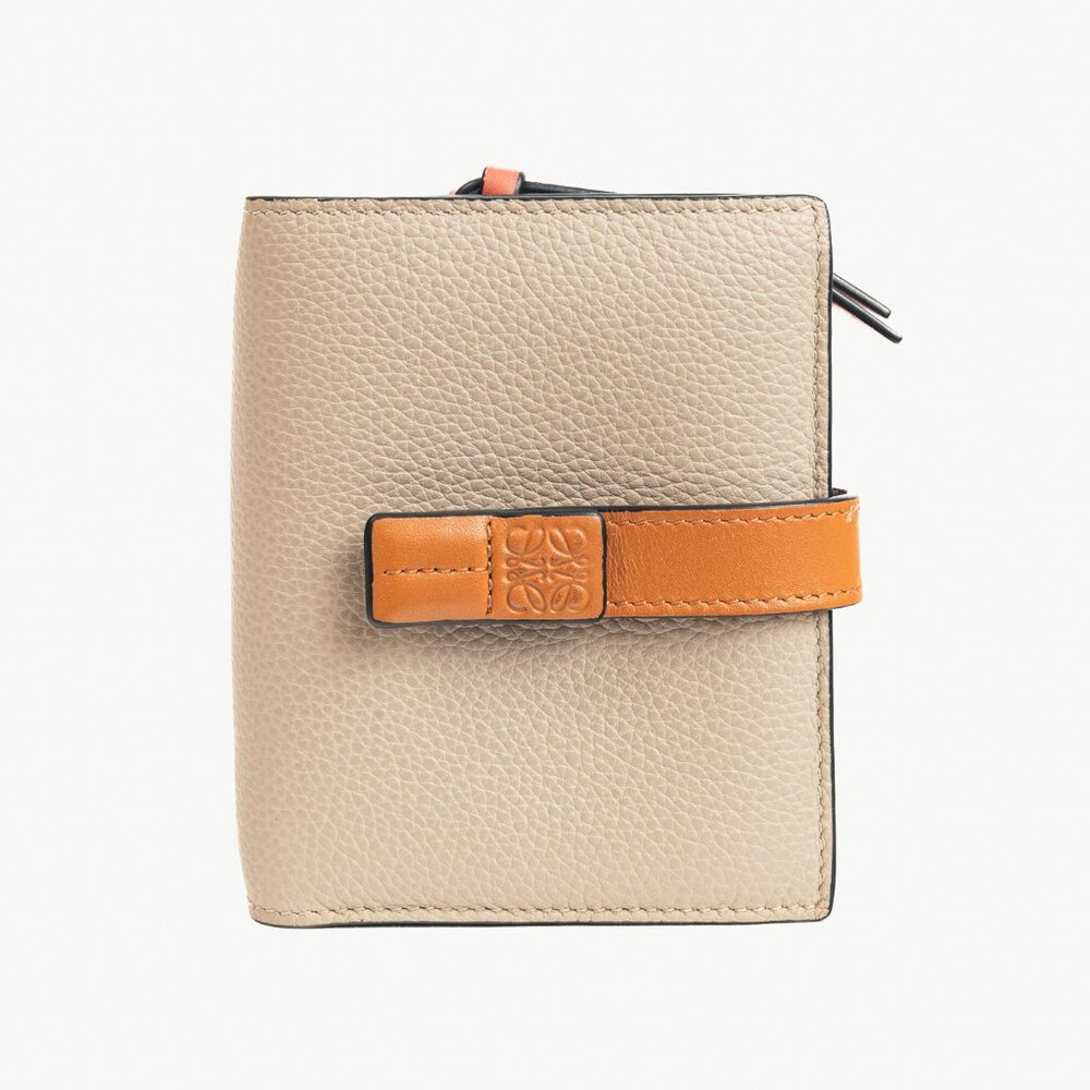 Loewe Light Oat & Honey Leather Compact Bifold Wallet